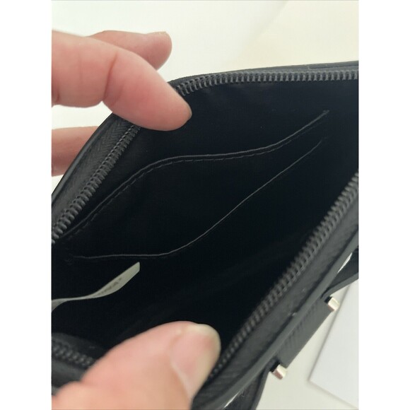 NWT Coach Wristlet 51672 Darcy Saffiano Leather Bow Wallet Black Silver - Picture 7 of 8